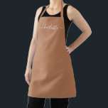 Girly terracotta custom script name monogram chic apron<br><div class="desc">Personalised terracotta custom modern script name text monogram solid plain colour girly stylish elegant chic terracotta and white text kitchen Apron. Customise,  personalise it with name,  quote,  phrase,  or text.
Great for cooks,  chefs,  pottery,  ceramics,  crafts,  work,  kitchen,  baking,  bbq,  grill,  etc</div>