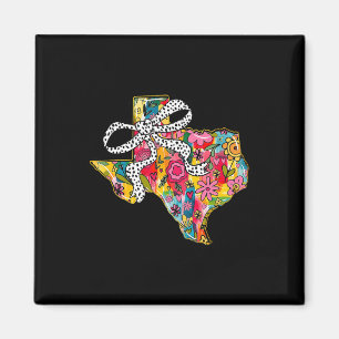 Girly Texas State Map Floral Coquette Bow 4th Of J Magnet