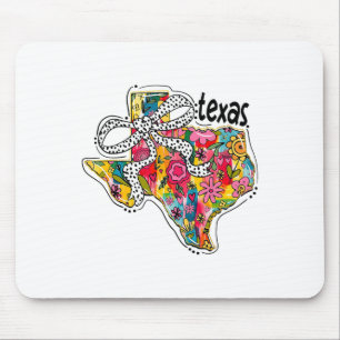 Girly Texas State Map Floral Coquette Bow 4th Of J Mouse Mat
