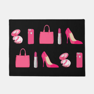 Girly things black doormat