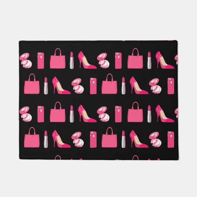 Girly things black doormat (Front)