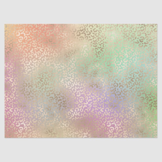 Girly Tie Dye Peach Mint Yellow Pink Gold Leopard Tissue Paper (Front)
