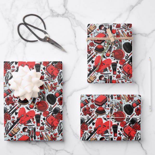 Girly tiled party pattern  wrapping paper sheet (Front)