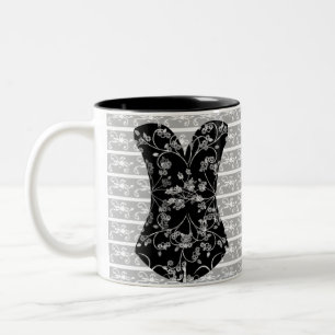 Girly Time Corset Black lace 11 oz Two-Tone Mug