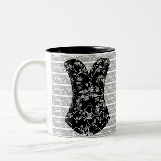 Girly Time Corset Black lace 11 oz Two-Tone Mug (Left)