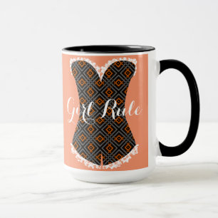 Girly Time Corset Geometric Black 15 oz Ringer Mug