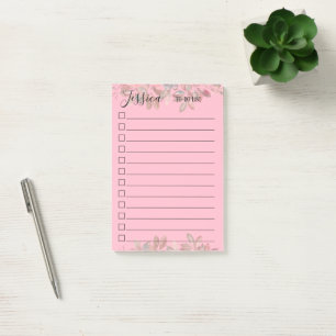 Girly To Do List Blush Pink Moden Monogram Post-it Notes