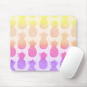 Girly Topical Rainbow Summer Pineapples Pattern Mouse Mat