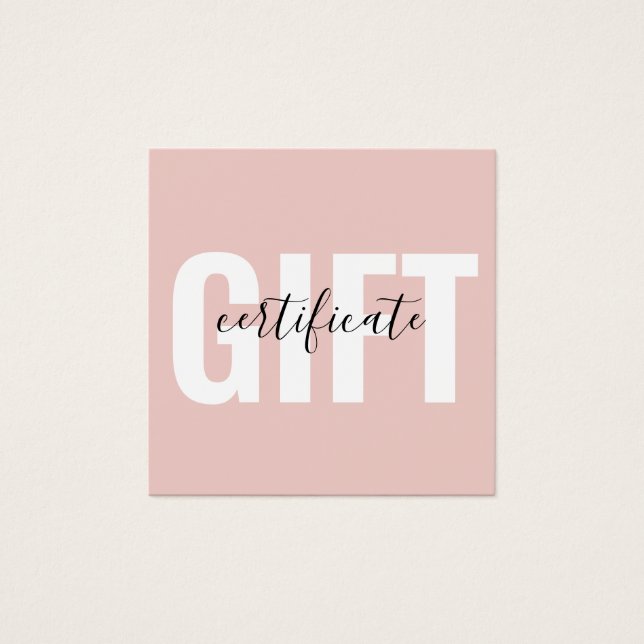 Girly Trendy Blush Pink Business Gift Certificate (Front)