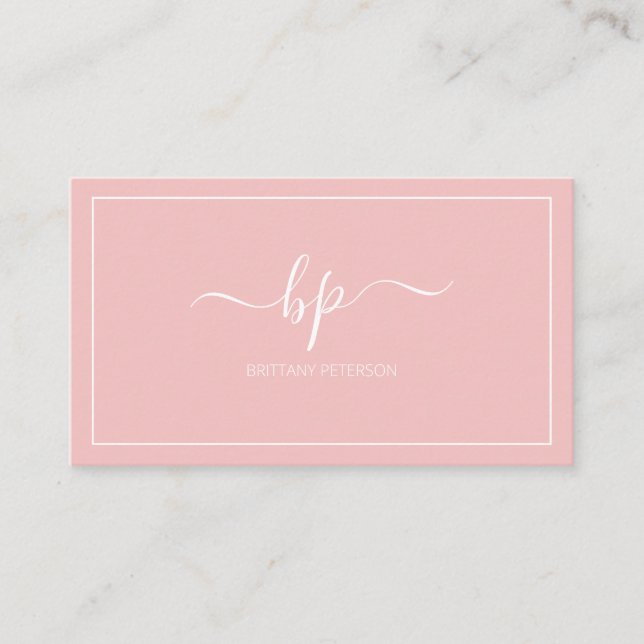 Girly Trendy Blush Pink Professional Business Card (Front)