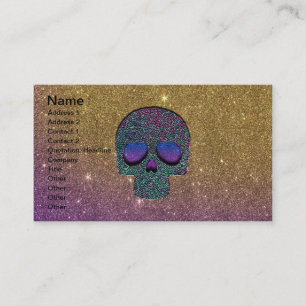 Girly Trendy Faux Glitter Skull Business Card