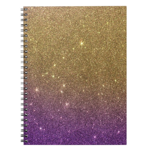 Girly Trendy Faux Gradient Glitter Notebook (Front)