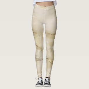 Girly Trendy Gold Marble Texture Leggings
