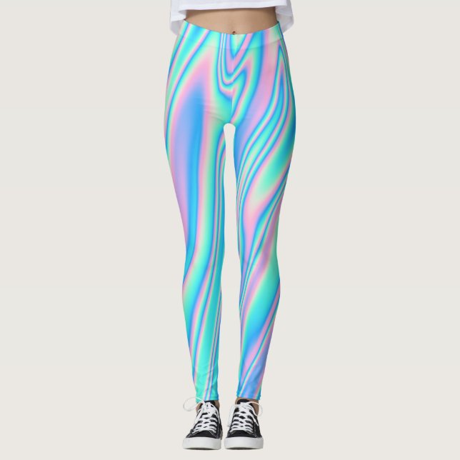 Girly Trendy Holographic Texture Leggings (Front)