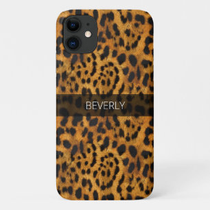 Girly Trendy Jaguar Skin Print Name Personalised iPhone 11 Case