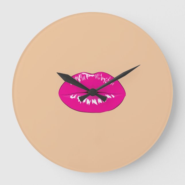 Girly Trendy  Lips,Kiss Large Clock (Front)