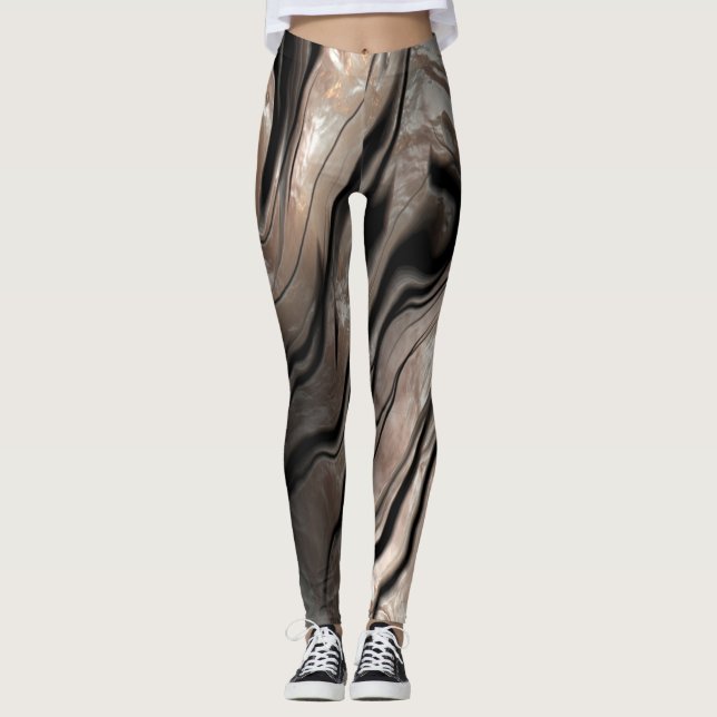 Girly Trendy Marble Texture Leggings (Front)