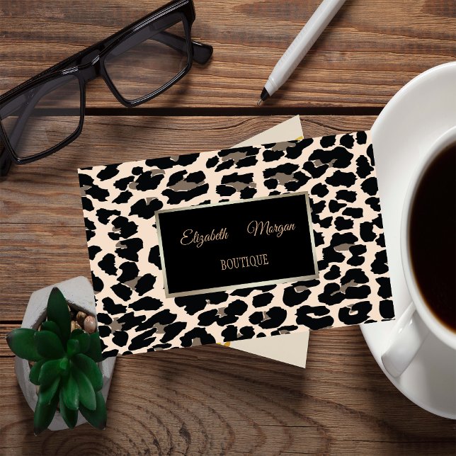 Girly Trendy Modern  Elegant,Leopard Print, Frame Business Card (Creator Uploaded)
