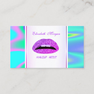 Girly Trendy Modern  Elegant Lips Holographic Business Card