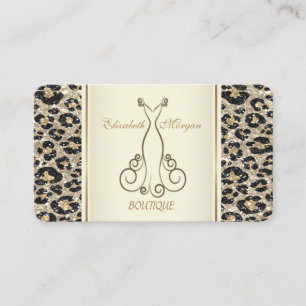 Girly Trendy Modern Glitter Leopard Print  ,Dress Business Card