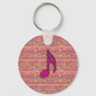 Girly Trendy Musical Note on Sheet Music Key Ring
