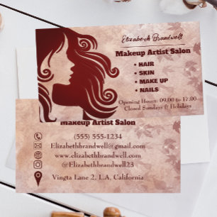 Girly Trendy Rose fake glitter Makeup Hairstylist Business Card