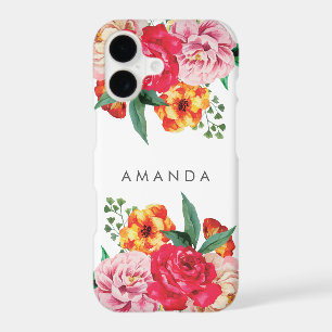 Girly TRENDY Watercolor Peony Flowers your name