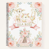 Girly Tribal Woodland Animals Blush Gold Floral