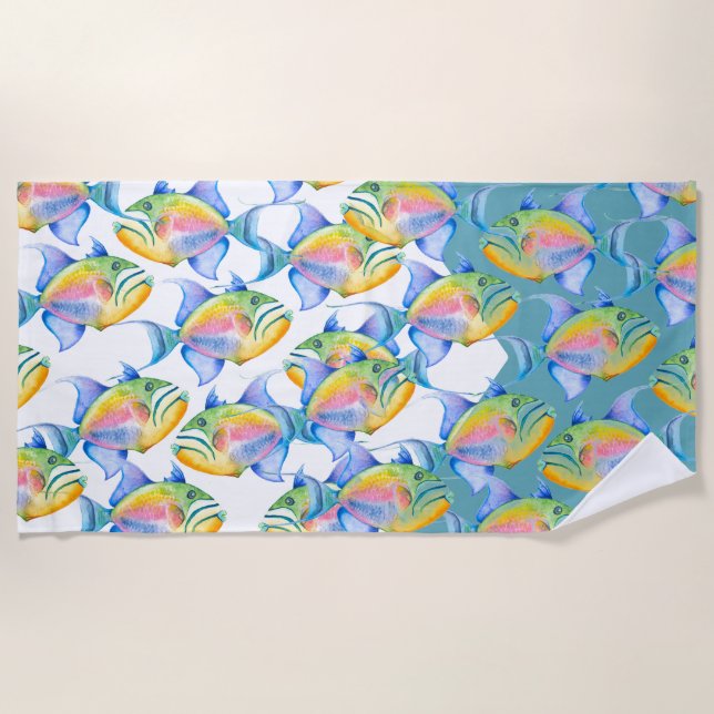 Girly Tropical Fish Lover Beach Towel (Front)