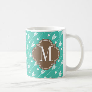 Girly Turquoise & brown Tribal Arrows Custom Coffee Mug