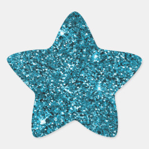 Girly Turquoise Glitter Star Sticker