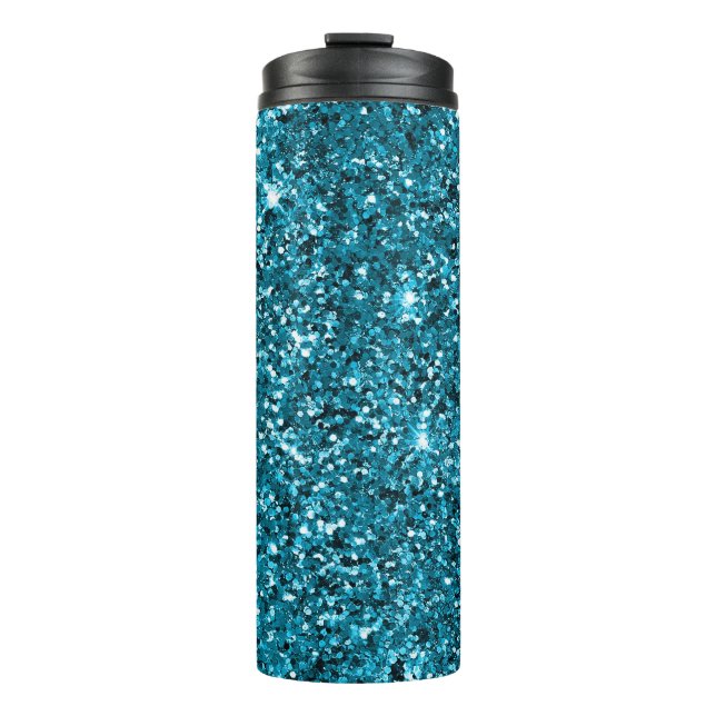 Girly Turquoise Glitter Thermal Tumbler (Front)