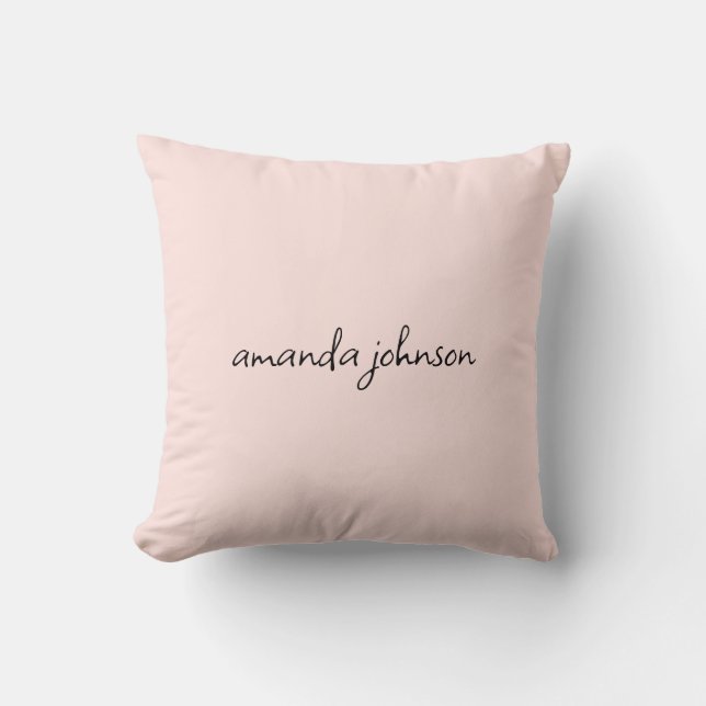 Girly Typography Light Pink Monogram Full Name Cushion (Front)