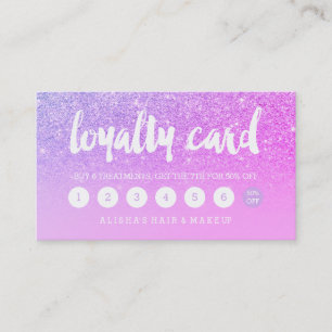 Girly typography purple pink glitter loyalty card