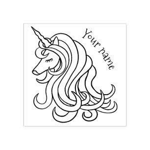 Girly unicorn design with your name rubber stamp