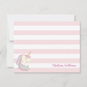 Girly Unicorn Pony Magical Horse Cute Pink Stripes Card