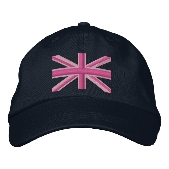 Girly Union Jack Flag England Swag Embroidery Embroidered Hat (Front)