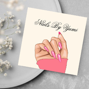 Girly Unique Pink Nail Manicurist Beauty Square Business Card