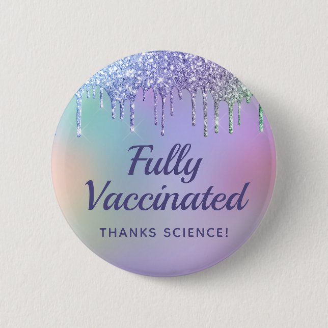 Girly Vaccinated Rainbow Glitter 6 Cm Round Badge (Front)
