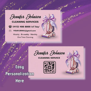 Girly Vacuum Cleaner House Cleaning Services Business Card