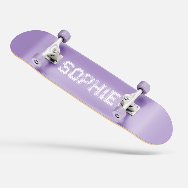 Girly Varsity Pink Skateboard Personalised Name (Girly Varsity Pink Skateboard Personalized Name Lilac lavender)