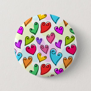 Girly Vibrant Hearts Cute Romantic Valentines Day 6 Cm Round Badge