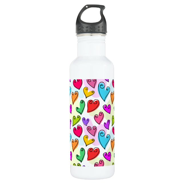 Girly Vibrant Hearts Cute Romantic Valentines Day 710 Ml Water Bottle (Front)