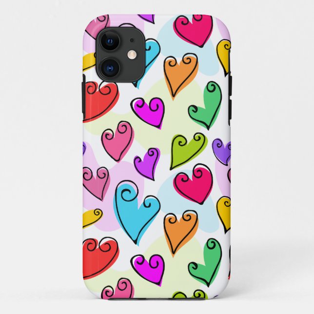 Girly Vibrant Hearts Cute Romantic Valentines Day Case-Mate iPhone Case (Back)