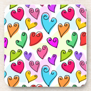 Girly Vibrant Hearts Cute Romantic Valentines Day Coaster