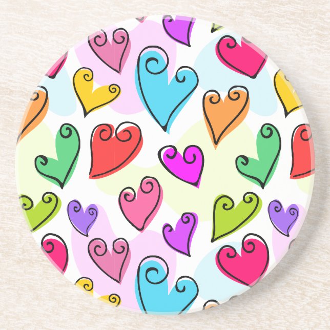 Girly Vibrant Hearts Cute Romantic Valentines Day Coaster (Front)