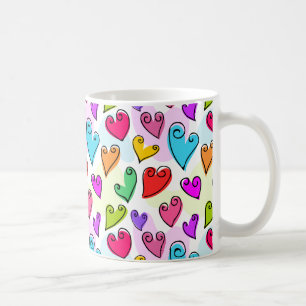 Girly Vibrant Hearts Cute Romantic Valentines Day Coffee Mug