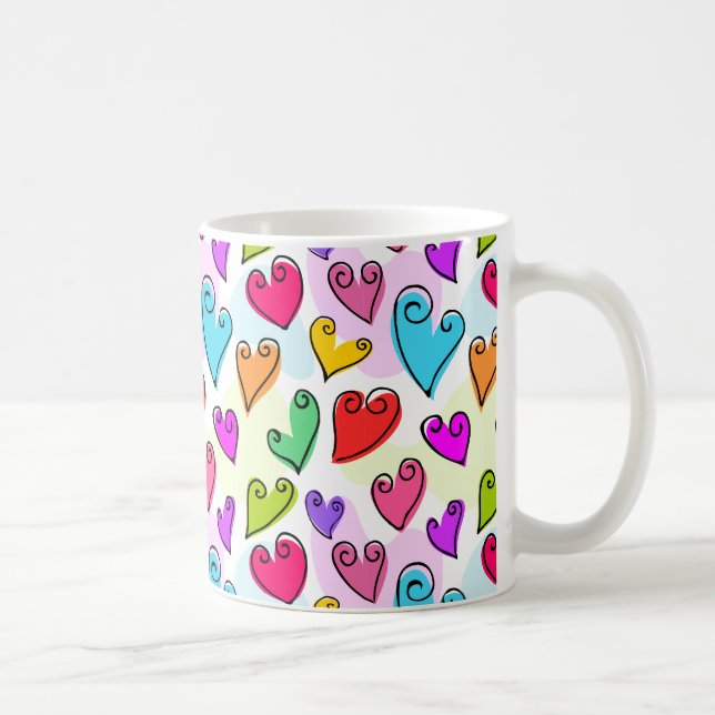 Girly Vibrant Hearts Cute Romantic Valentines Day Coffee Mug (Right)