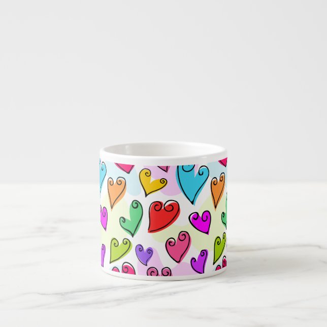 Girly Vibrant Hearts Cute Romantic Valentines Day Espresso Cup (Front)