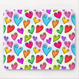 Girly Vibrant Hearts Cute Romantic Valentines Day Mouse Mat